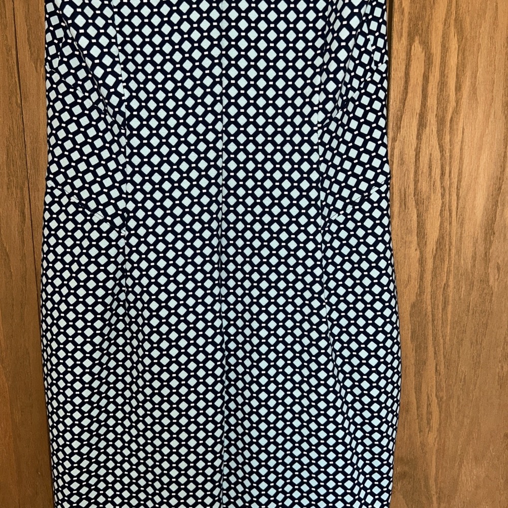 Lands' End cotton dress a-line Navy & Light Blue diamond pattern Size 8 - Picture 8 of 9